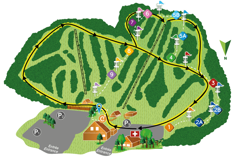 Carte de la montagne pour la randonnée et le parcours de Disc GOLF