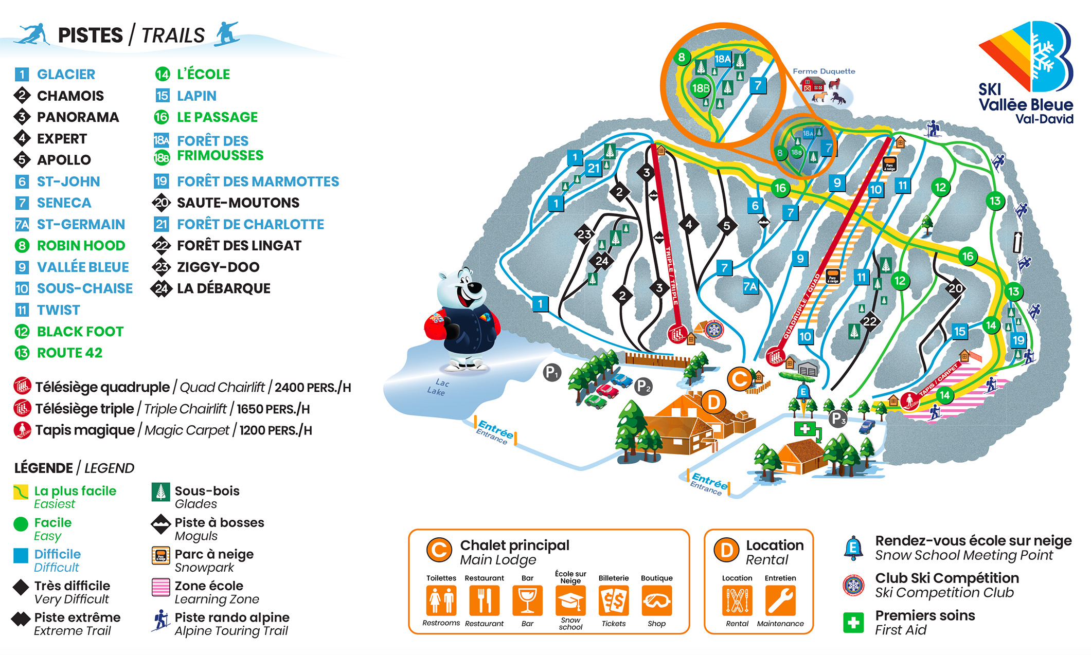 Cartes des pistes de Vallée Bleue